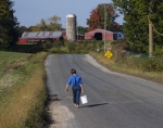 Amish Boy Walking to School  1804