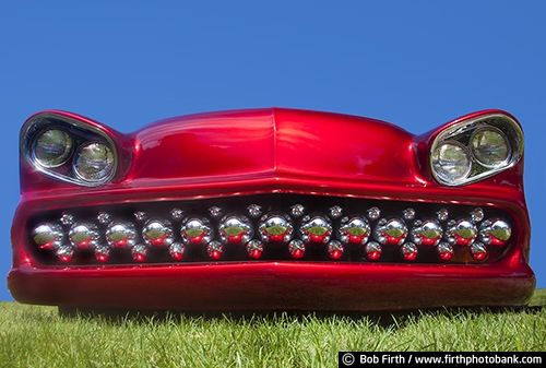 vehicles;chrome;vintage;antique;old car;restoration;fixed up cars;restored cars;photos of old cars;man cave art;man cave;man cave decor;man cave photos;collectible;collectible cars;front end;country;rural;car in grassy field;custom built;vintage car