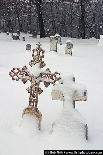 winter;Victoria MN;symbolism;symbolic;snow;religious;Minnesota;grave stone;grave marker;cross;cemeteries;cemetery;Carver County