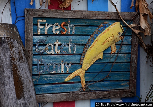 Cedar Key FL;fish;signage;wood sign;fish market;Florida;weathered