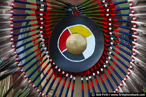 feathers;eagle feathers;eagle feathers used on Native American regalia;feather bustle;feathers used by Indians;feathers used in regalia;circle of life;circle of life symbolism;beads;beaded patterns;beads on bustle;beadwork;Native American beadwork;American Indian symbolism