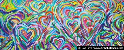 panoramic photo;Minnesota;MN;hearts;mural;wall art;colorful;hand painted;Lake Street;Minneapolis;panoramic