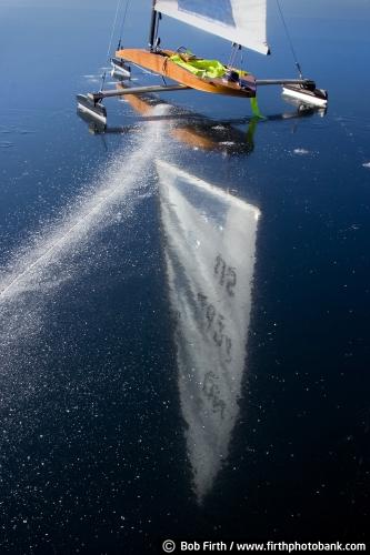 winter sports;ice sailing;reflections;sail;ice boats;reflections in ice;ice details;ice boating;winter;Minnesota;Lake Minnetonka;ice;frozen lakes;MN