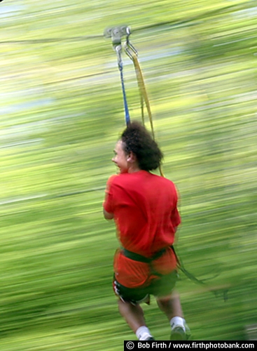 zip line;summer;recreation;outdoor adventure;harness;fun pastime;cable;motion;exhilarating;child;courage;kid;self esteem;safety strap;Wolf Ridge Environmental Learning Center;Minnesota;MN