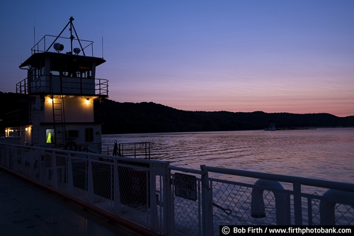 car ferry;Grafton IL;Illinois;Mighty Mississippi;Mississippi River;morning;predawn;silhouette;transportation