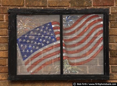 wall art;mural;sign;painting;American flag;window;Americana;patriotic;detail;stars and stripes