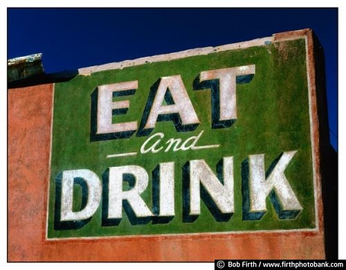 Eat and Drink;food;hand painted signs;signage;wall sign
