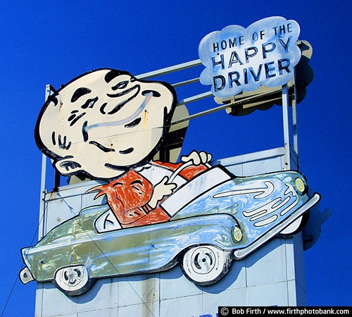 wood;transportation;signage;people;man;informational;hand painted;blue sky;car;automotive;IL;Illinois